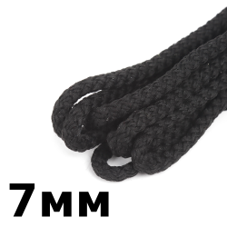Шнур с сердечником 7мм, цвет Чёрный (плетено-вязанный, плотный)  в Сызрани